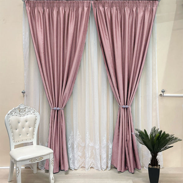 Dicke Stoff Vorhang 80% Verdunkelung Rosa – mit Kräuselband (1 Stück)