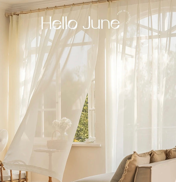 Seidiger Schleiervorhang Creme – mit Kräuselband (1 Stück)