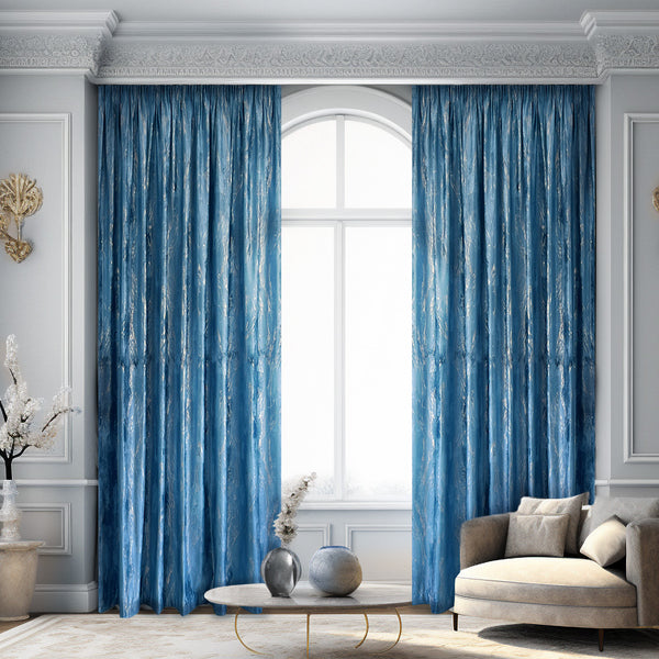 Luxuriöser Samtvorhäng 80% Verdunkelung Blau – mit Kräuselband (1 Stück)