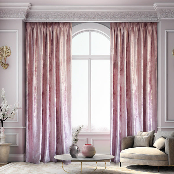 Luxuriöser Samtvorhäng 80% Verdunkelung Rosa – mit Kräuselband (1 Stück)