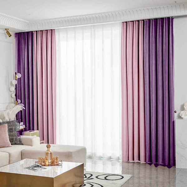 Duo-Samtvorhang – 80 % Lichtschutz,Rosa-Lila  – mit Kräuselband